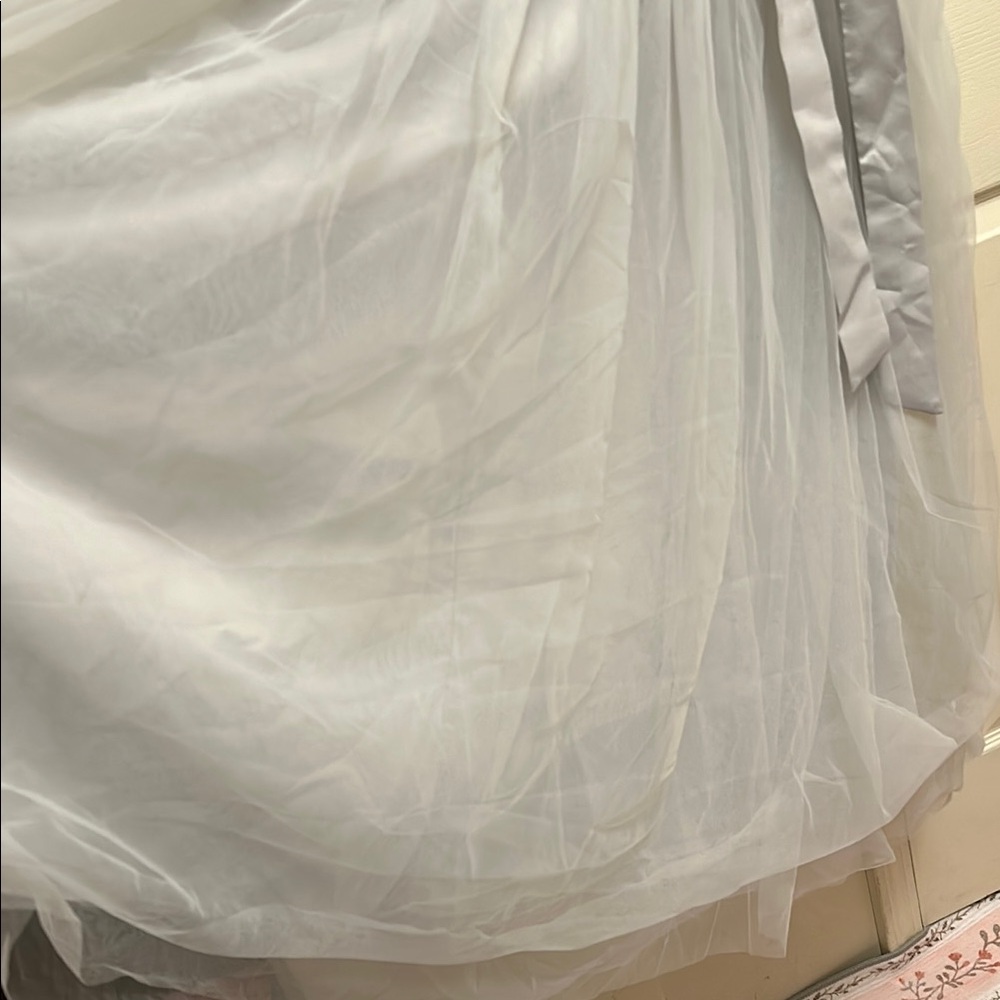 Silver Gray Ruched Backless Bustier Prom Dress - Picture 8 of 9